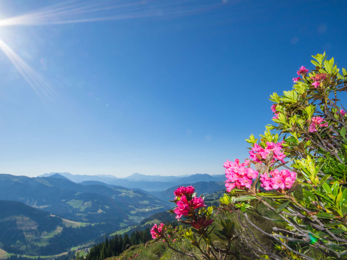 Sonnenskilauf in den Tiroler Bergen 